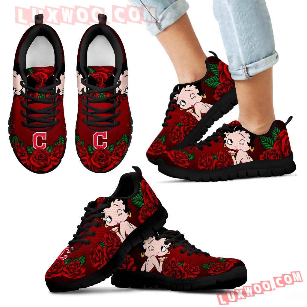 Sweet Rose With Betty Boobs For Cleveland Indians sneakers